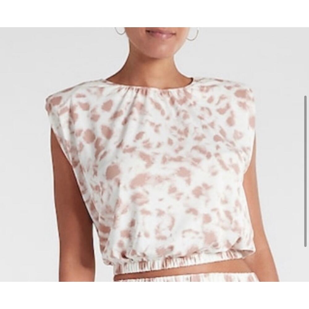 Express Printed Silk Suede Cropped Blouse Top Women's Size XS